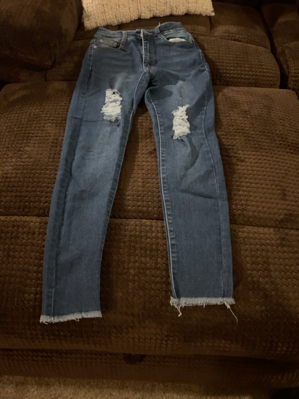 Fashion Nova Distressed High Rise Cropped Skinny Jeans Size 3/4